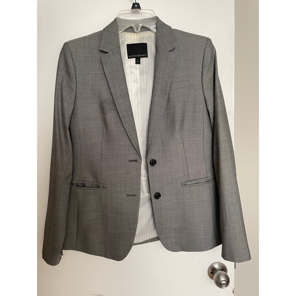 Heather Grey Banana Republic Wool Suit Jacket Womens